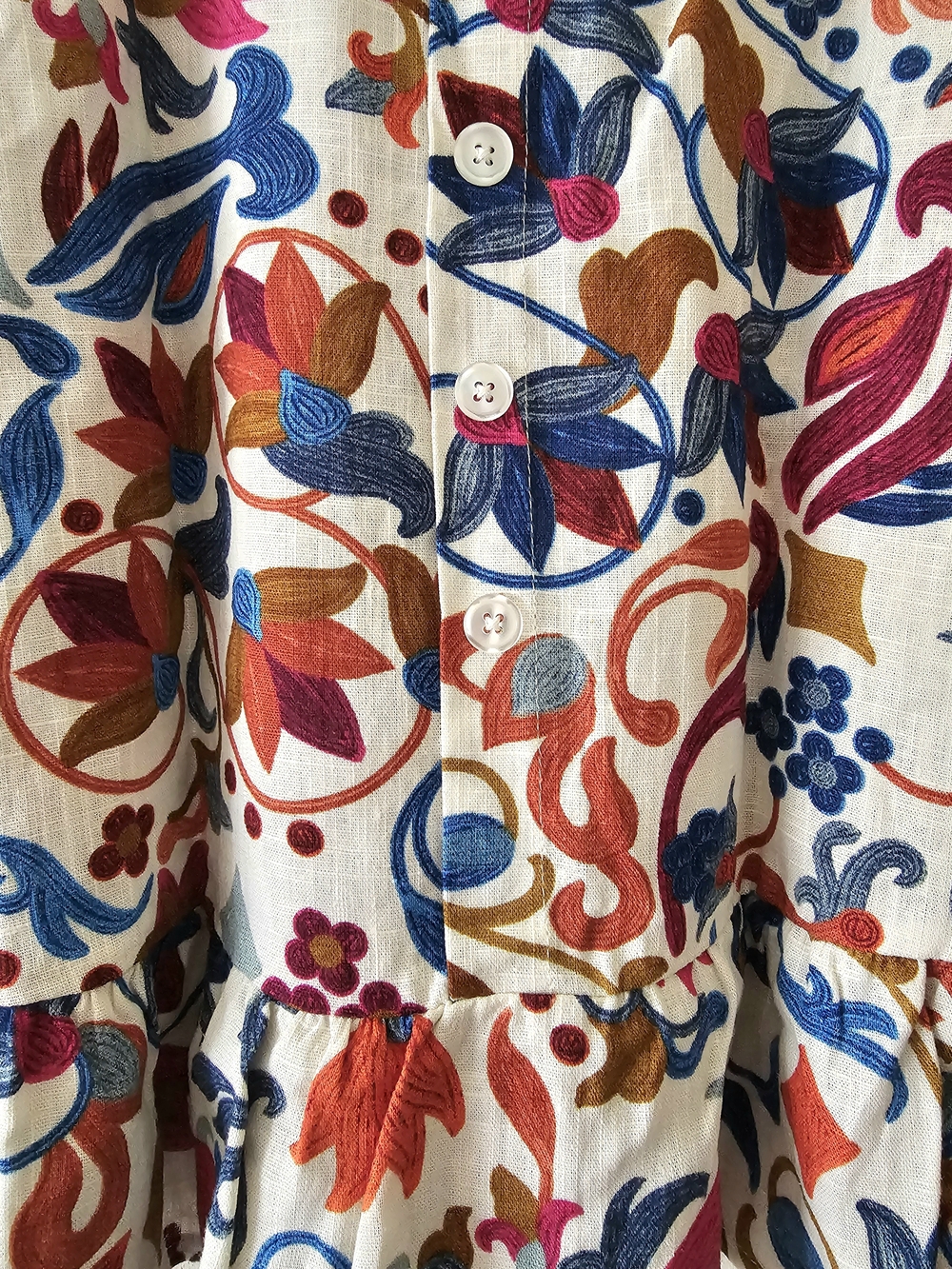 Vince Camuto Cream Floral Sleeveless Peplum Top with Blue and Pink Accents NWT - Picture 12 of 16
